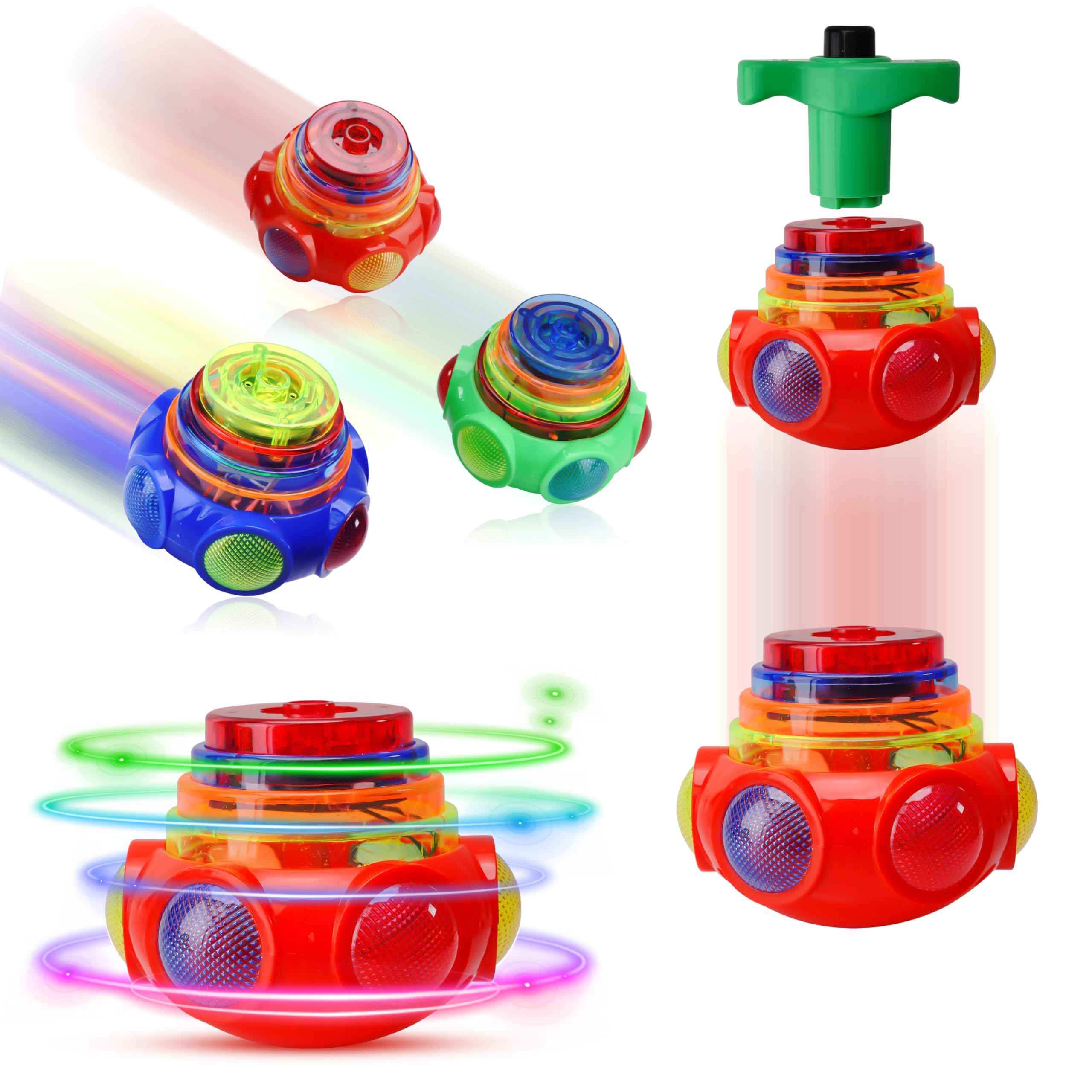 PROLOSO Confezione da 12 trottole rotanti a LED con luce e musica, giocattoli che si illuminano al buio, forniture per feste, regalo multicolore