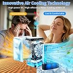 Portable Air Conditioner-2026 Upgrade Mini Air Conditioner with Ice Pack/4 Speeds/2Mist Mode/900ML Tank/7 Colors Night Light-Evaporative Air Cooler Fan Personal Mini AC for Bedroom/Desktop/Home/Office