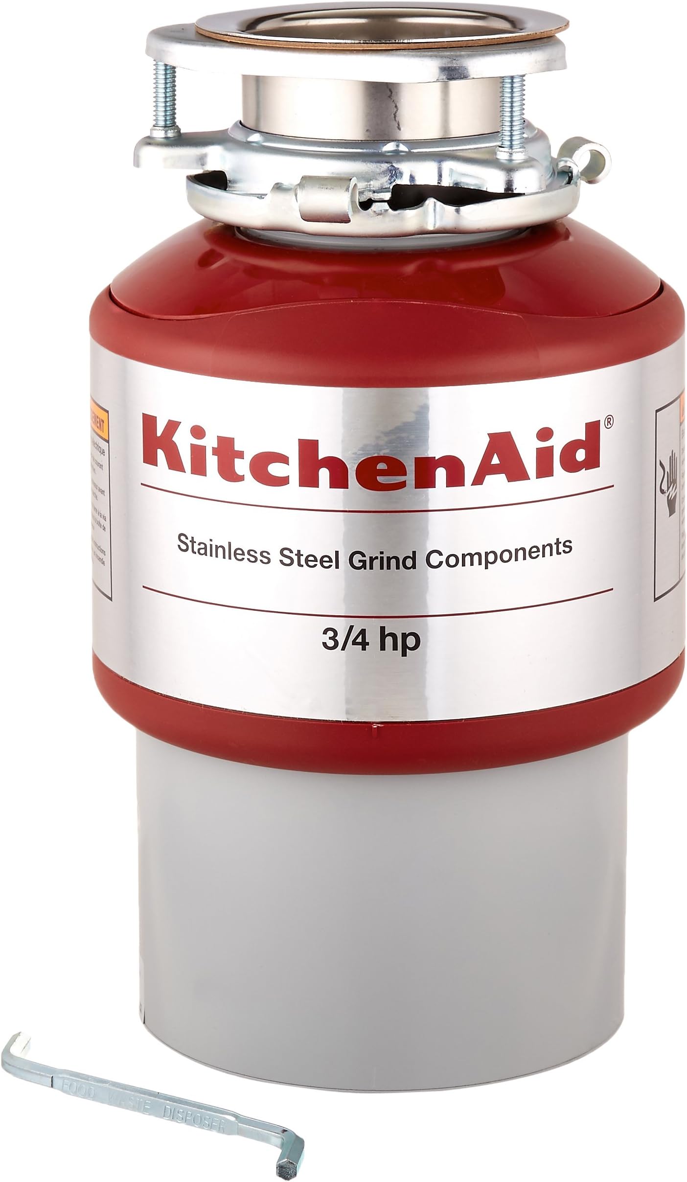 KitchenAid KCDI075B 3/4 hp Continuous Feed Food Waste Disposer, Red