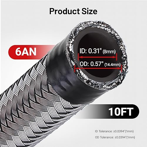 Miniatura 26 de EVIL ENERGY 6AN Fuel Line, AN6 Manguera de combustible trenzada de nailon CPE 16 pies, color negro Negro,Plateado,https:/ www.Yaxa/dp/undefined