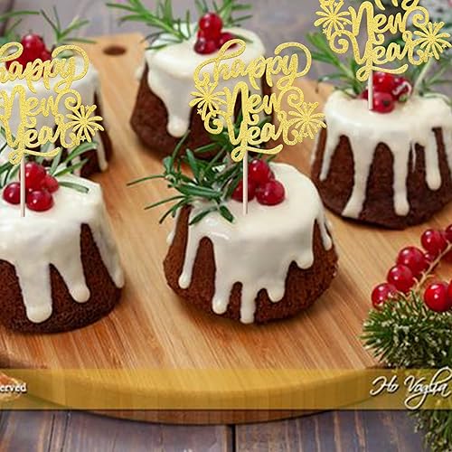 Miniatura 3 de Rsstarxi 1 paquete de decoración de pastel con purpurina dorada Hello 2024 Cheers 2024 Cheers 2024 Año Nuevo para decoración de pasteles para