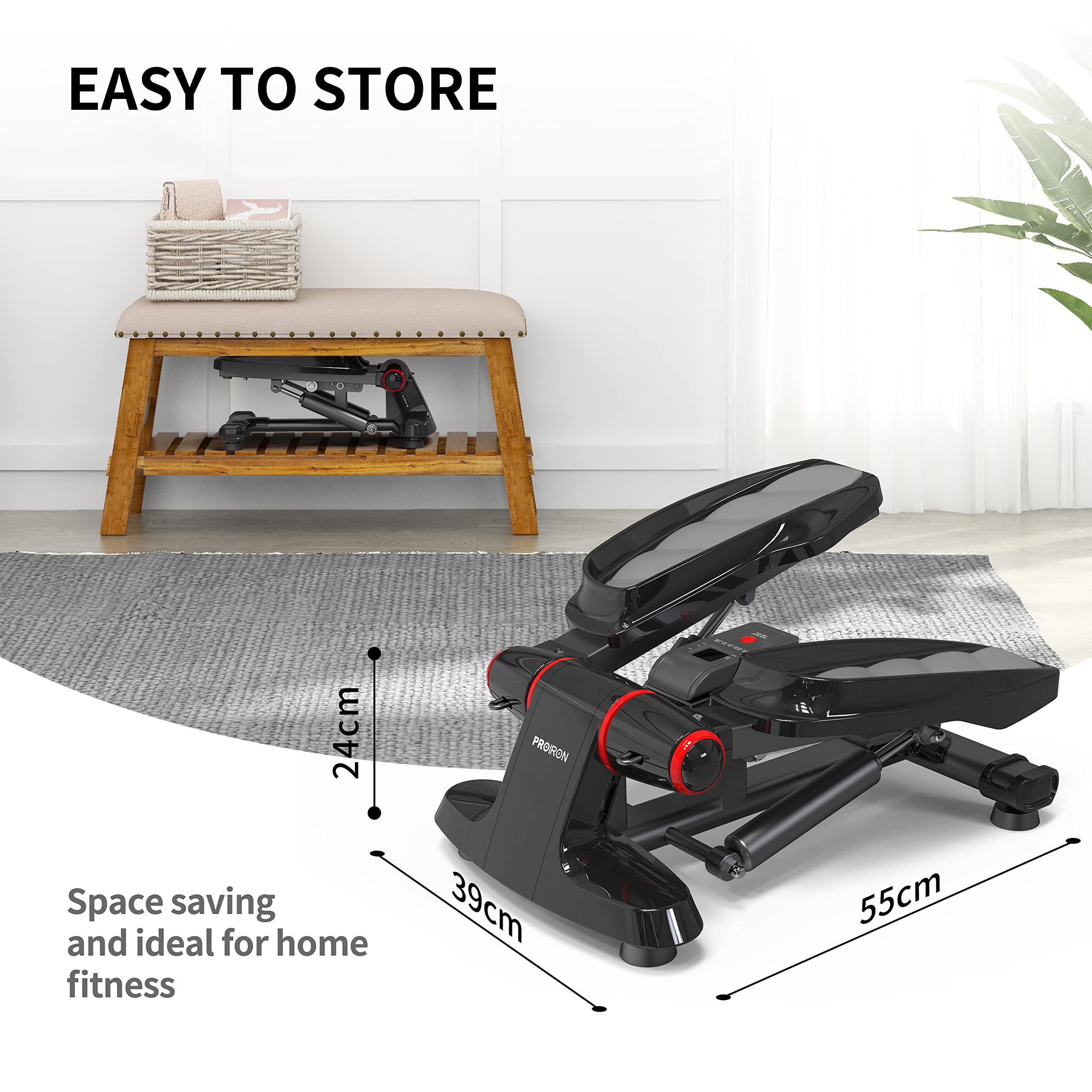 PROIRON Stepper Fitness con Bande di Allenamento e Display Multifunzione - Mini Stepper per l'esercizio di Glutei, Braccia, Gambe, Vita e Fianchi, Peso Massimo Utente 120kg