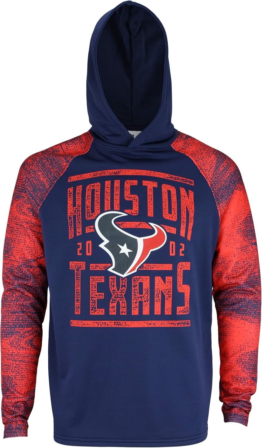 Zubaz NFL Men's Performance Light Weight Pullover Hoodie with Static Sleeves, Team Variation Large Houston Texans