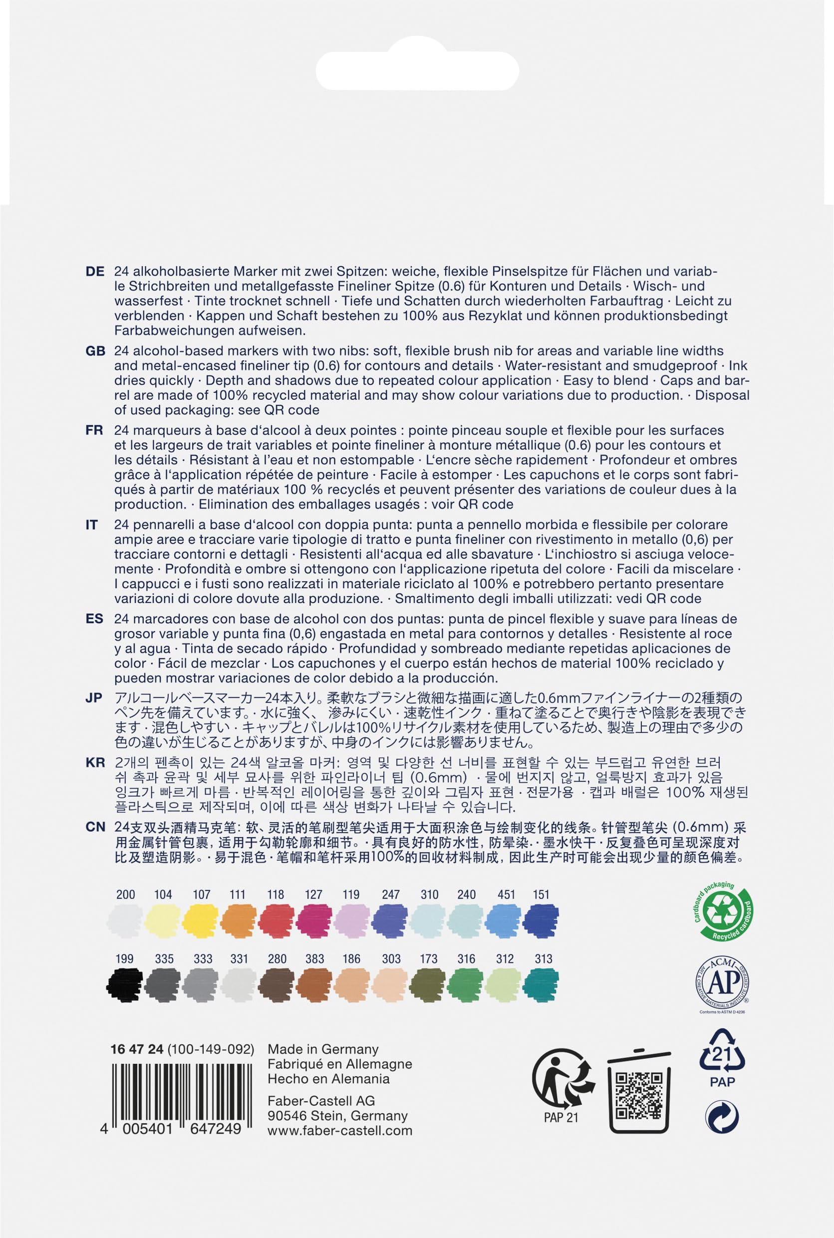 FABER-CASTELL - Goldfaber Sketch Marker, 24 Farben | Schnell trocknende Alkohol Marker mit hoher Deckkraft, Brush- und Finelinerspitze für Illustrationen und Skizzen