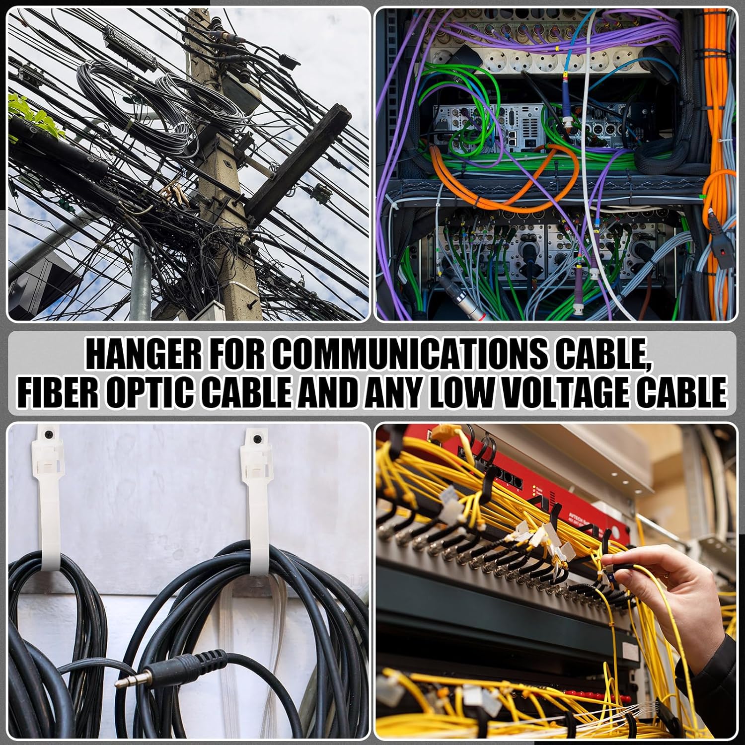 50 Pcs 2" Loop Cable Hangers, UV Rated Loop Cable Rings Hooks Holders for Beam Clamps Communications Wire Support Management