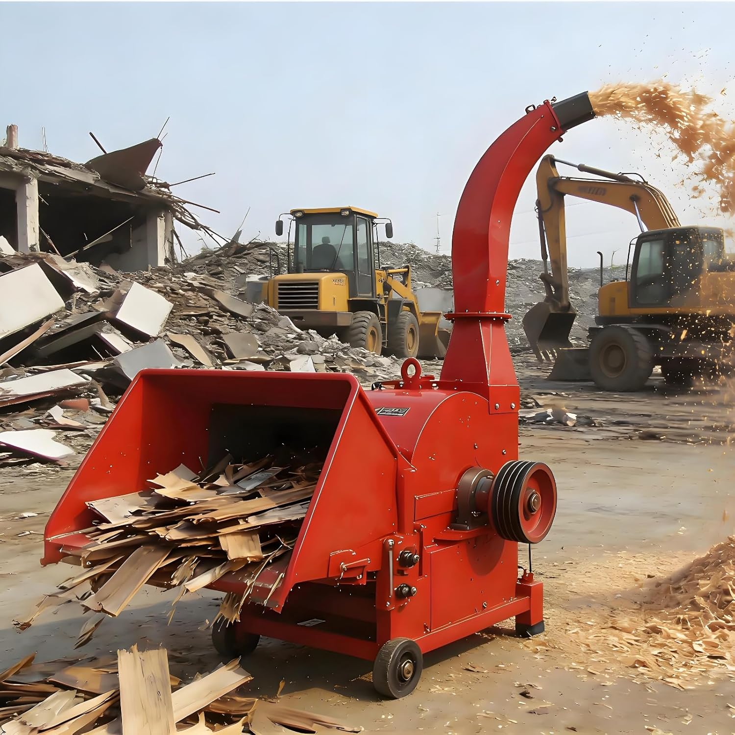 Forestry Mulcher for Tractor, 6 Inch Wood Chipper Shredder, Heavy Duty Wood Chipper for Agricultural Land Management, Branch Chipping & Overgrowth Control