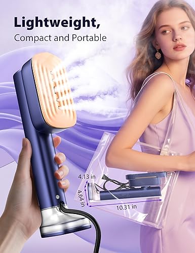 Miniatura 5 de Vaporizador portátil de mano para ropa, calentamiento rápido de 15 segundos, tanque de 6.1 fl oz, guantes de planchado a vapor, 35 minutos de