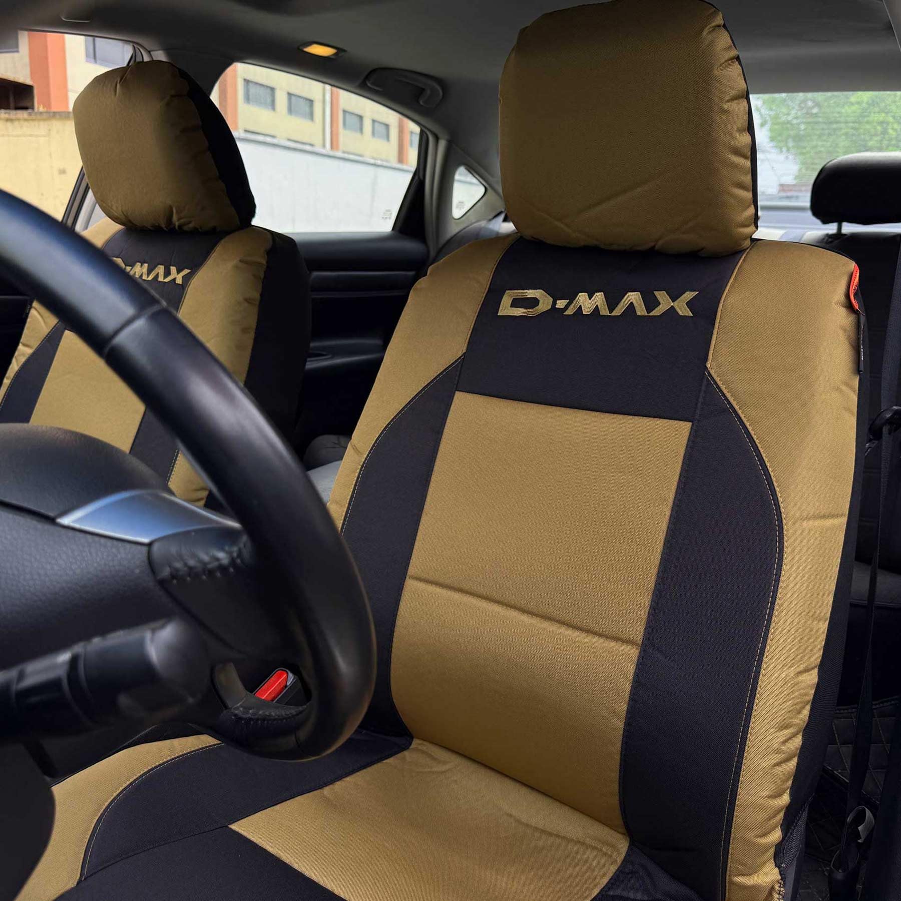 Housses de siège avant de voiture imperméables en toile noire et marron coyote pour Isuzu D Max D-Max