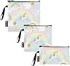Glittery Gold Unicorns Washable Snack Bags and Sandwich Bag Reusable, Zipper Food Storage Pouch for School Office Travel Work Set of 3: SML