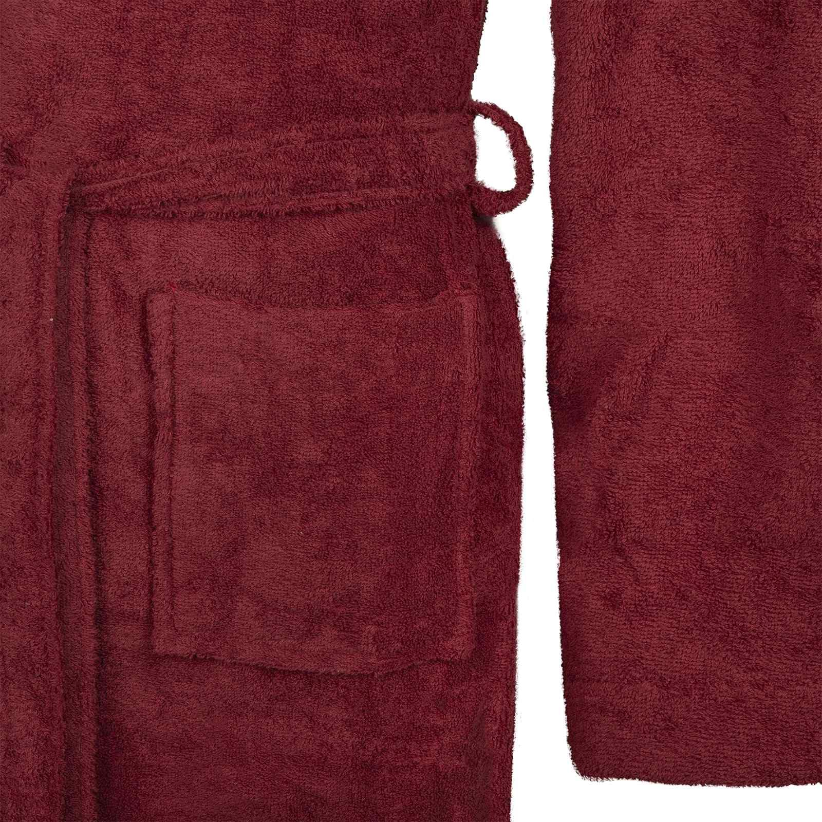 Albornoz KINN Rojo XXXL de 100% algodón con cinturón ajustable, absorbente y mullido, bata de casa para hombre y mujer, ideal para sauna, spa y baño
