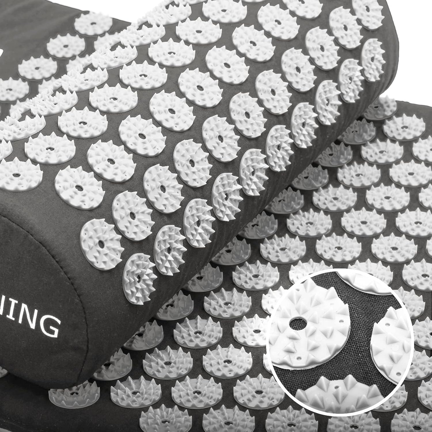 SUGUNING Massage Mat and Pillow Massage Set Pain Relief Muscle Relaxation for Muscle Tension, Neck, Shoulder & Back Pain, Grey : Health & Household