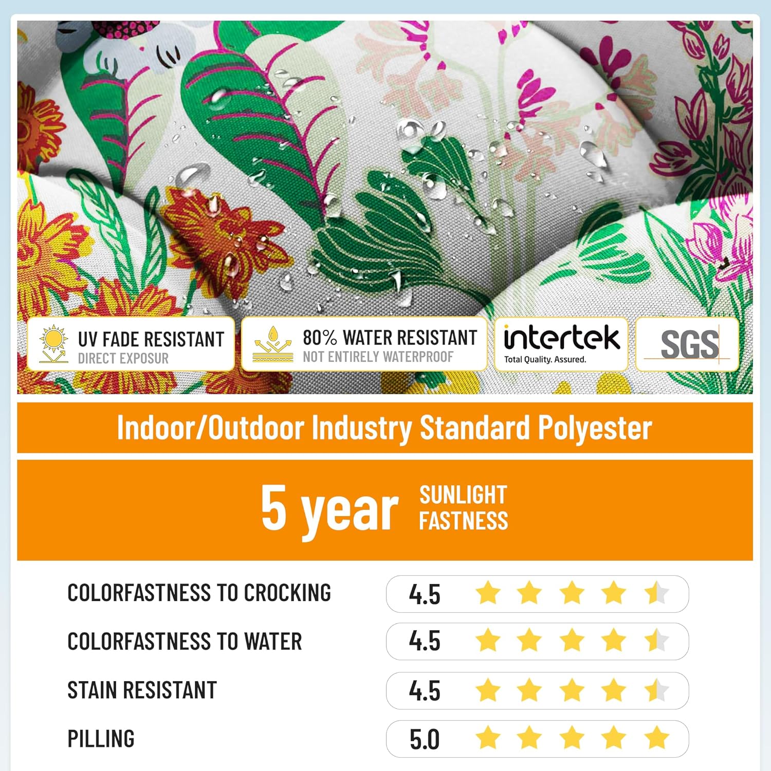 Outdoor High Back Chair Cushions, 44" x 21" x 4" Tufted Adirondack Chair Cushions, Water Resistant Patterned Patio Furniture Cushions with Multiple Color for Garden Rocking Chair,Floral