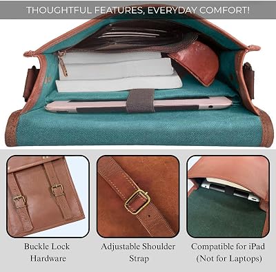 Leather Messenger Bag for 10.5-Inch iPad/Tablet - Small Shoulder Saddle Bag