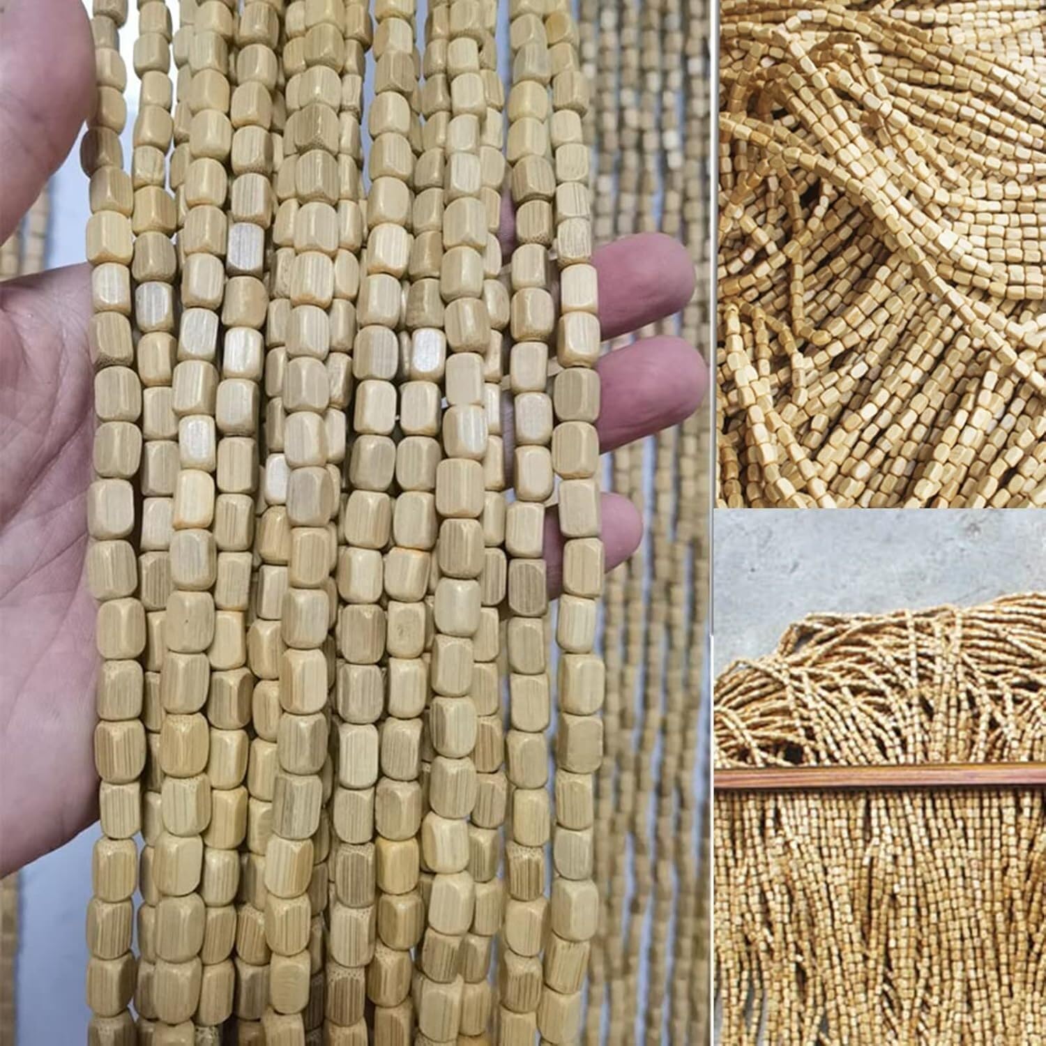 Zasłony na drzwi z koralików bambusowych do ścianki działowej i dekoracji ściennej. Rolety z naturalnego drewna do zawieszenia, 50 sznurków (50 x 180 cm)