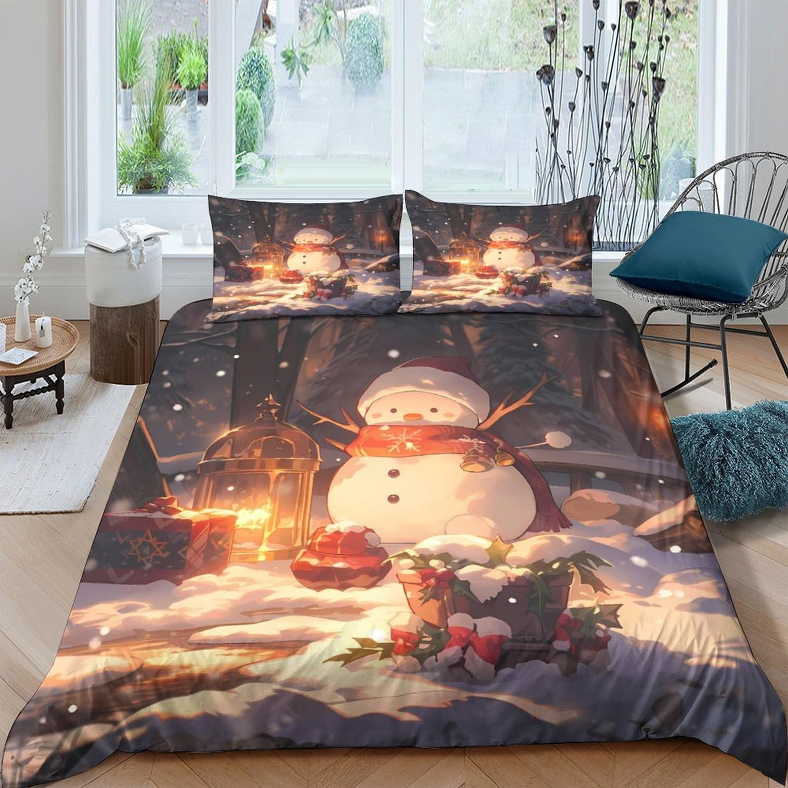Parure de lit bonhomme de neige cadeau de Noël enfant