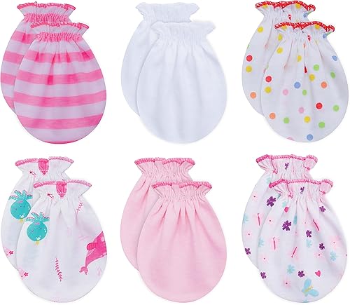RATIVE Manoplas de bebé de algodón orgánico antiarañazos para recién nacidos de 0 a 6 meses Esenciales para bebés imprescindibles para niños y niñas