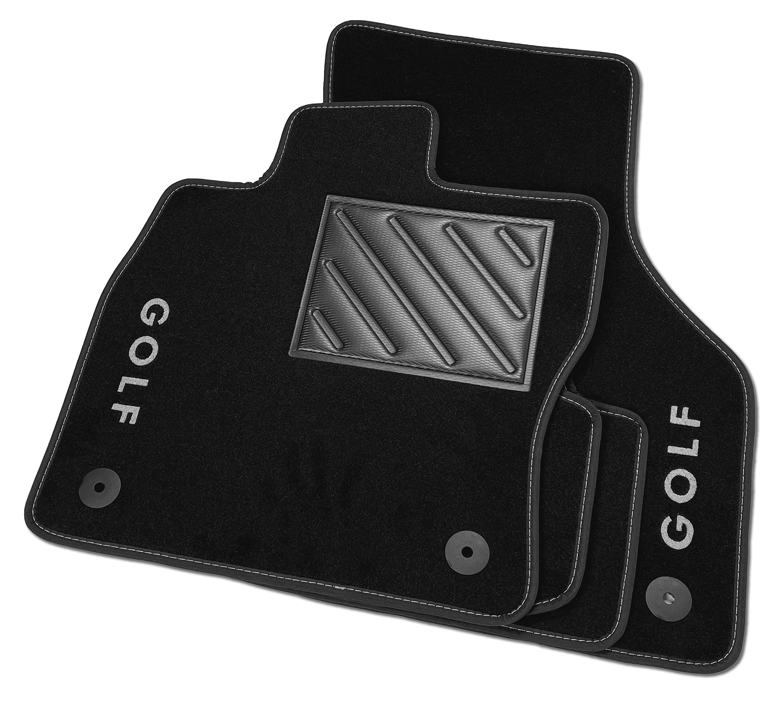 Tappetini compatibili per Golf serie 7 e 8 dal 2012 con logo ricamato e battitacco (2 ricami)