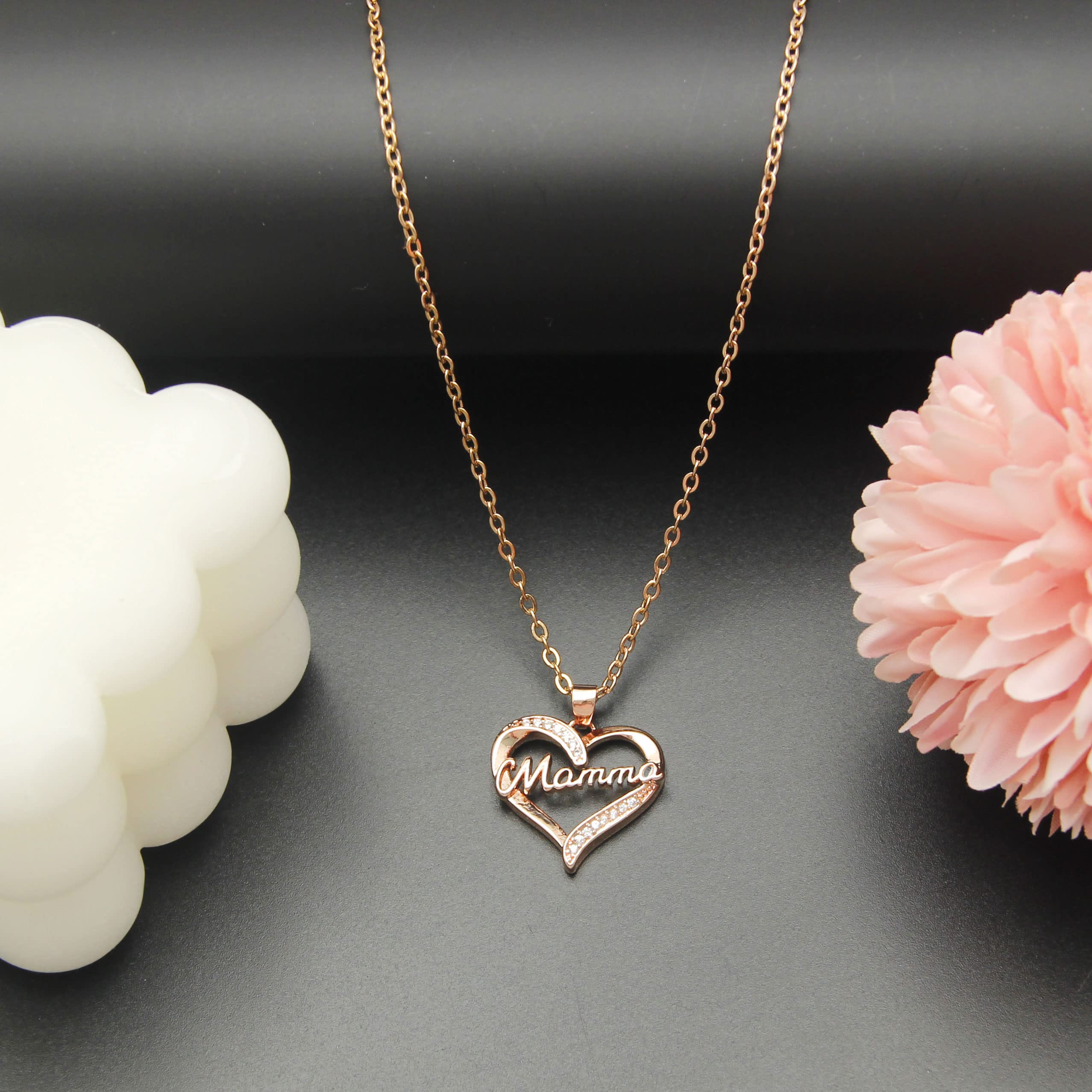 ZYMGUO Regalo Mamma Collane Regalo festa della Mamma Regalo per Mamma Collana Donna regalo Compleanno Mamma Regalo Natale per Mamma Cuore Diamante Collana Argento Pendent