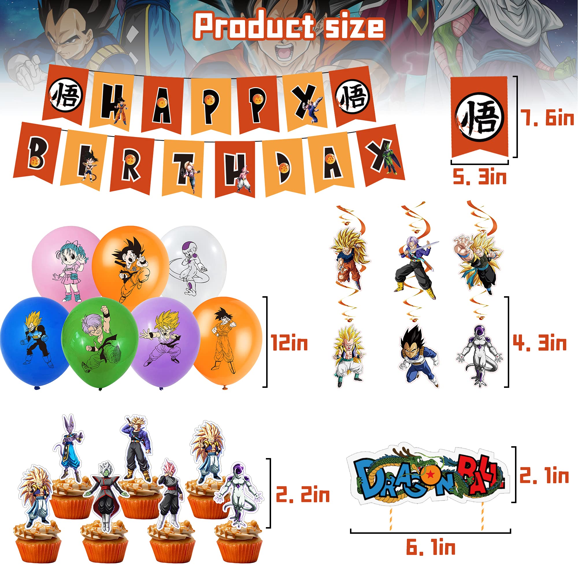 Dragon Ball Z Birthday Theme Party Supplies Include Happy Birthday