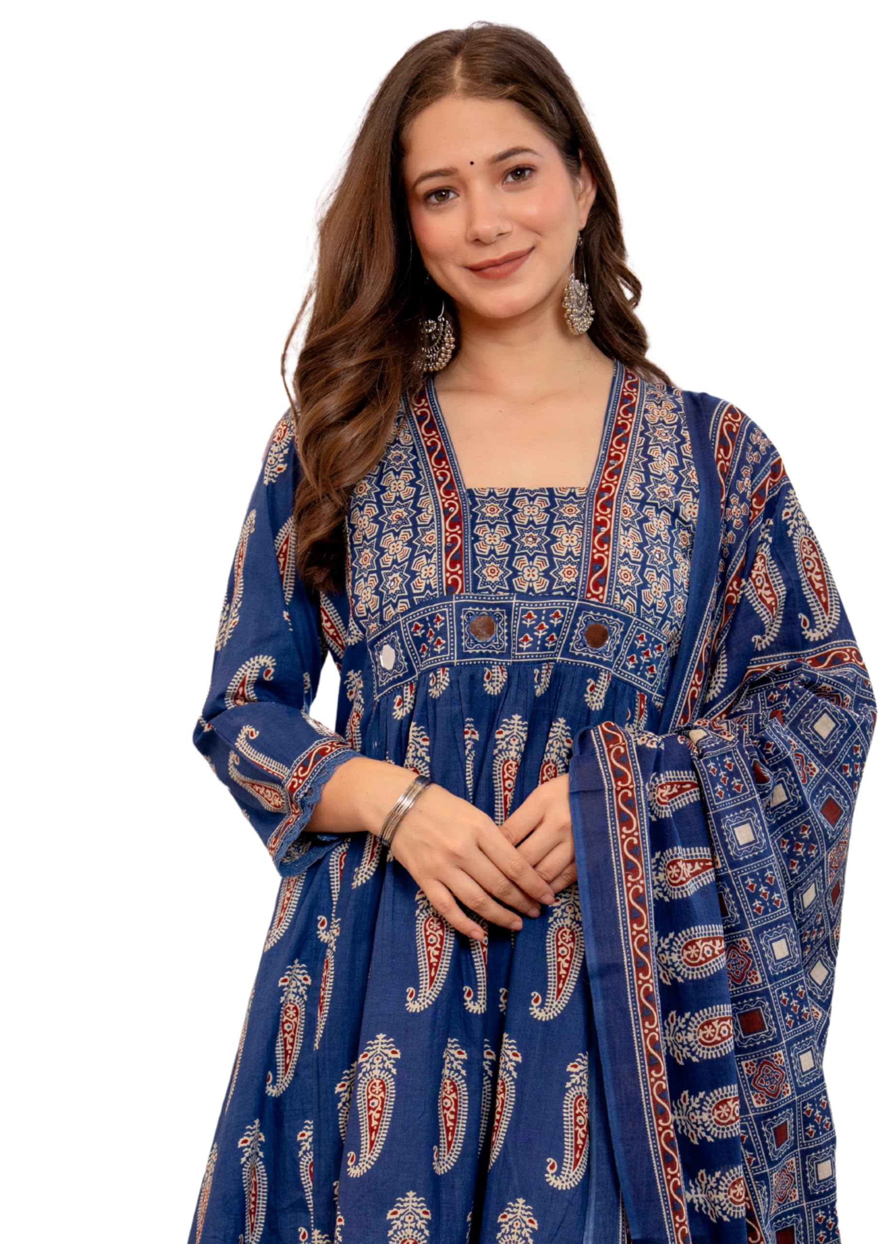 amayra Woman's Pure Cotton A-Line Kurta Sets with Palazzos & Dupatta|Kurti Set for Woman|Suit Set for Women Cotton-picture-33