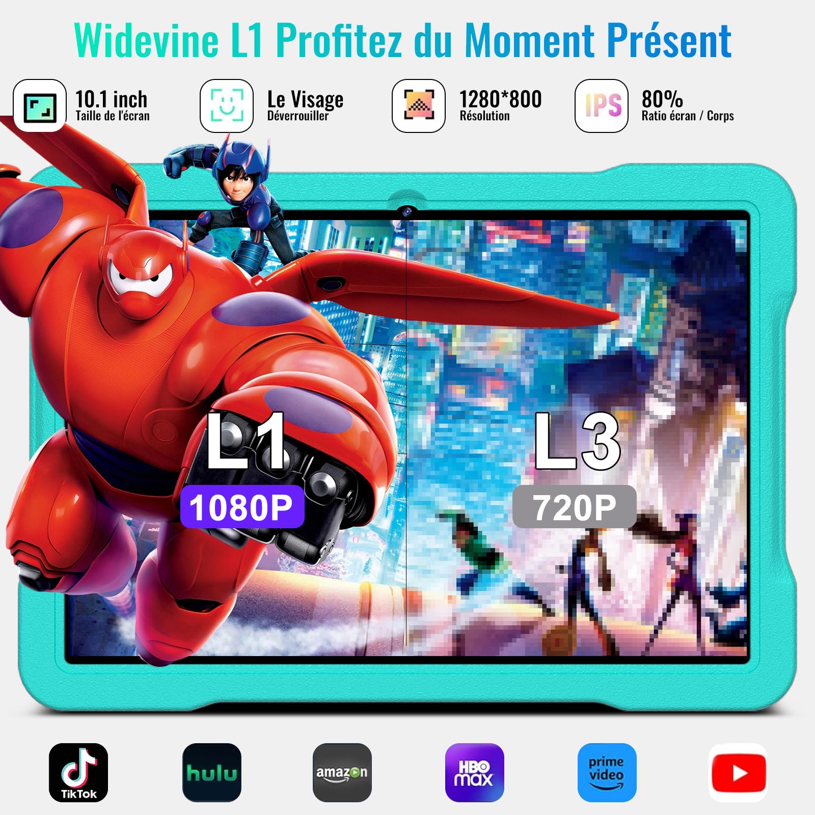 Tablet Android 15 10 Pulgadas Octa-Core 64GB ROM 5MP+8MP Widevine L1 WiFi6 Bluetooth 5.0 1280x800 Azul