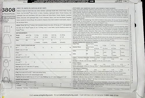 Miniatura 2 de Simplicity 3808 - Camiseta para bebés, mameluco, babero, bolsa de pañales y pantalones cortos de punto, patrón de costura talla A (XXS-XS-S-M-L)