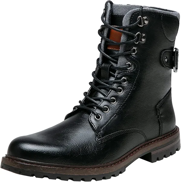Jousen Boots for Men Casual Dress Retro Lace Up Motorcycle Boots