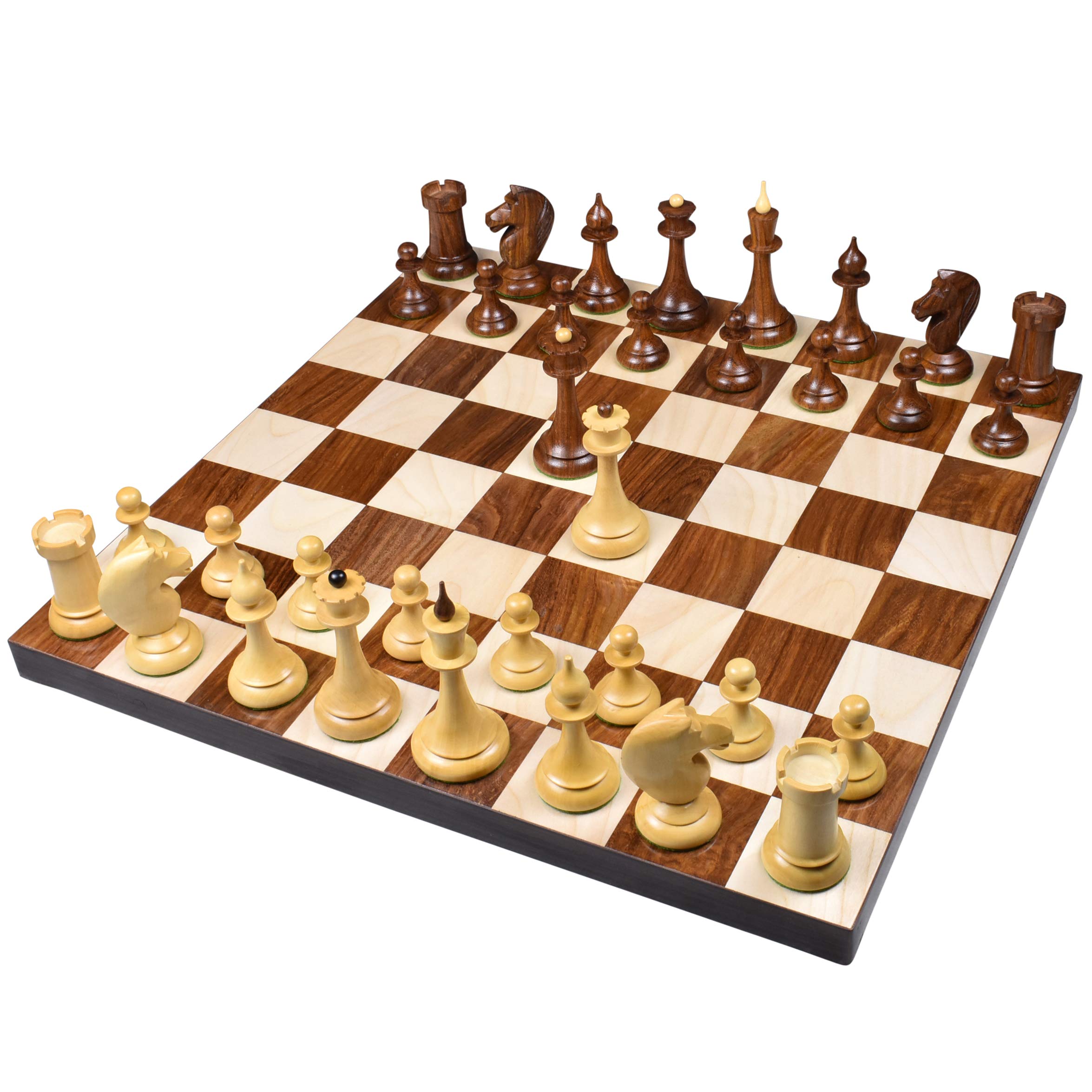 RoyalChessMall zestaw figurek szachowych z lat 50., złote drewno różane, 10 cm
