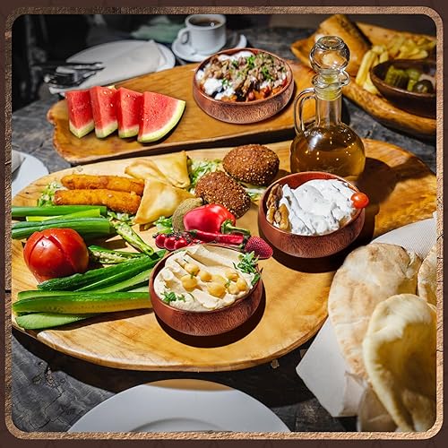 Miniatura 5 de Skylety 10 cuencos de madera de acacia pequeños cuencos redondos de madera tallada a mano para ensalada de calabash para servir palomitas de maíz,