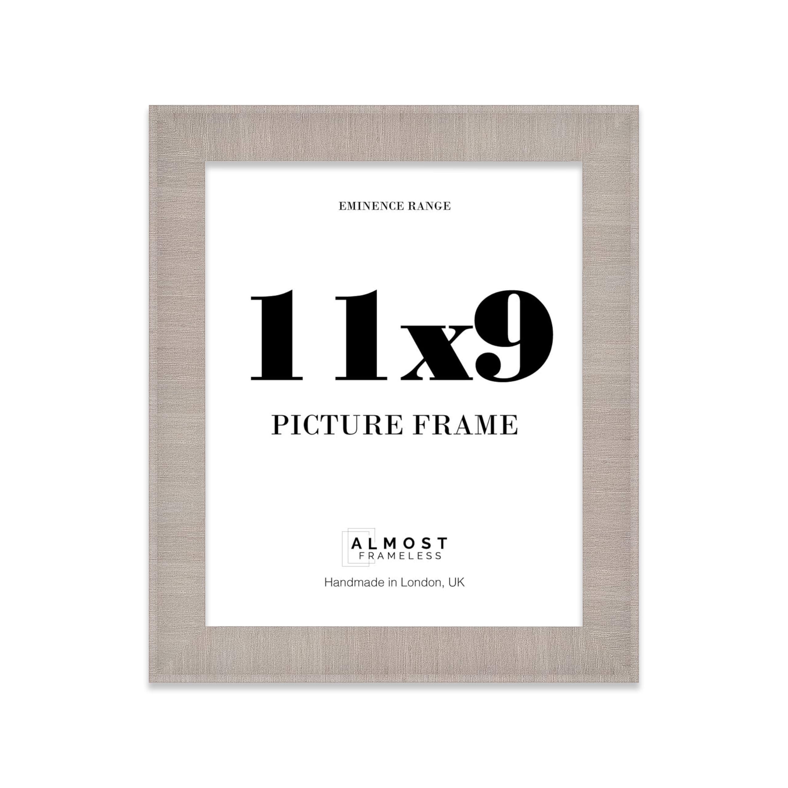 11x9" Grey Picture Frame - Rustic Wood Industrial Effect Photo Frame for Wall Display, Ideal for Posters, Prints & Home Décor, Wall Hooks and Kickstand, 32mm Edge - 1 Pack