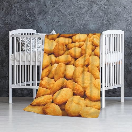 Manta de Felpa de Nugget de Pollo Regalos Novedosos Divertida Manta de Comida de Forro Polar Edredón de Aire Acondicionado, 30"X40" para Bebé y
