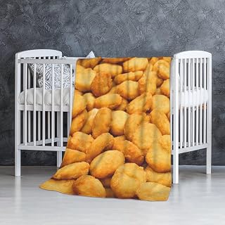 Chicken Nugget Plush Blanket Novelty Gifts Funny Throw Food Fleece Air Conditioning Quilt, 30"X40" for Baby & Pets