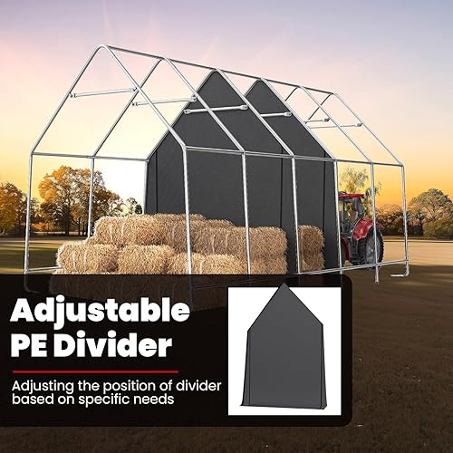 Miniatura 7 de KING BIRD Cochera de 13 x 20 x 12 pies, resistente contra la nieve para SUV, camión y barco de tamaño completo, refugio de barco con barras de