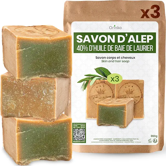 Jabón de Alepo Tradicional - 3 Unidades + E-Book - 40% Aceite de Laurel