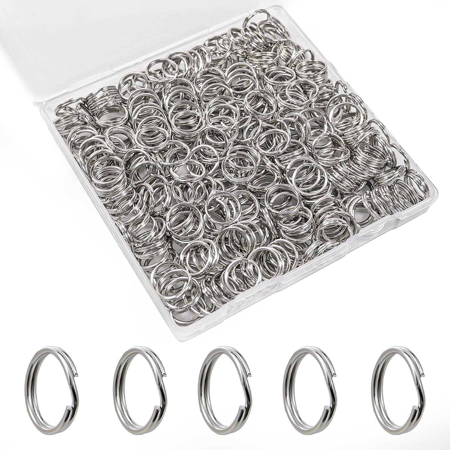 1/2'' 100PCS Small Split Key Rings for Keychains, Double Loops Metal Mini Key Ring for Jewelry Making Dog Luggage Tag Car Key DIY Crafts (Silver)