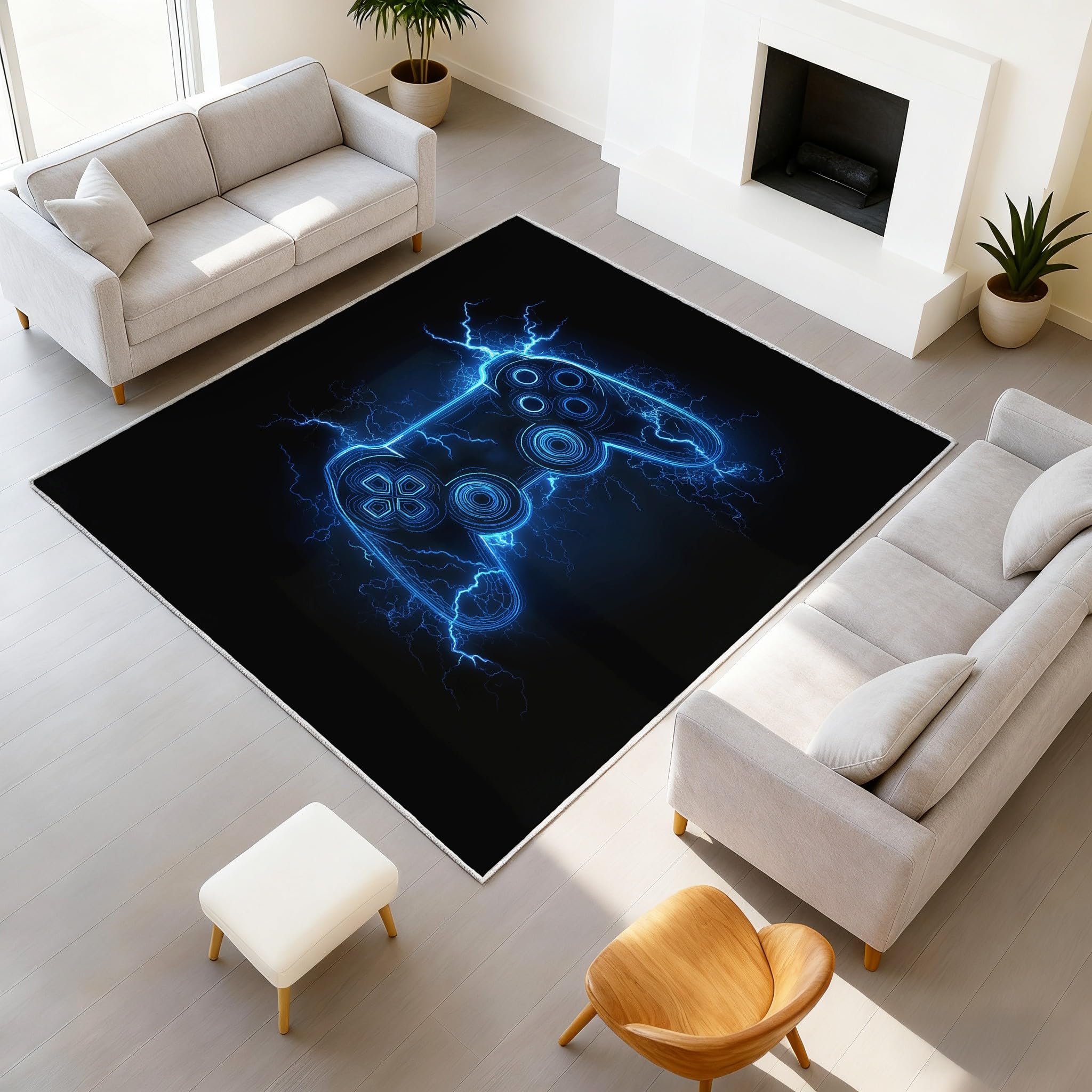 Moquette manette de jeu éclair bleu noir pour sublimer un salon