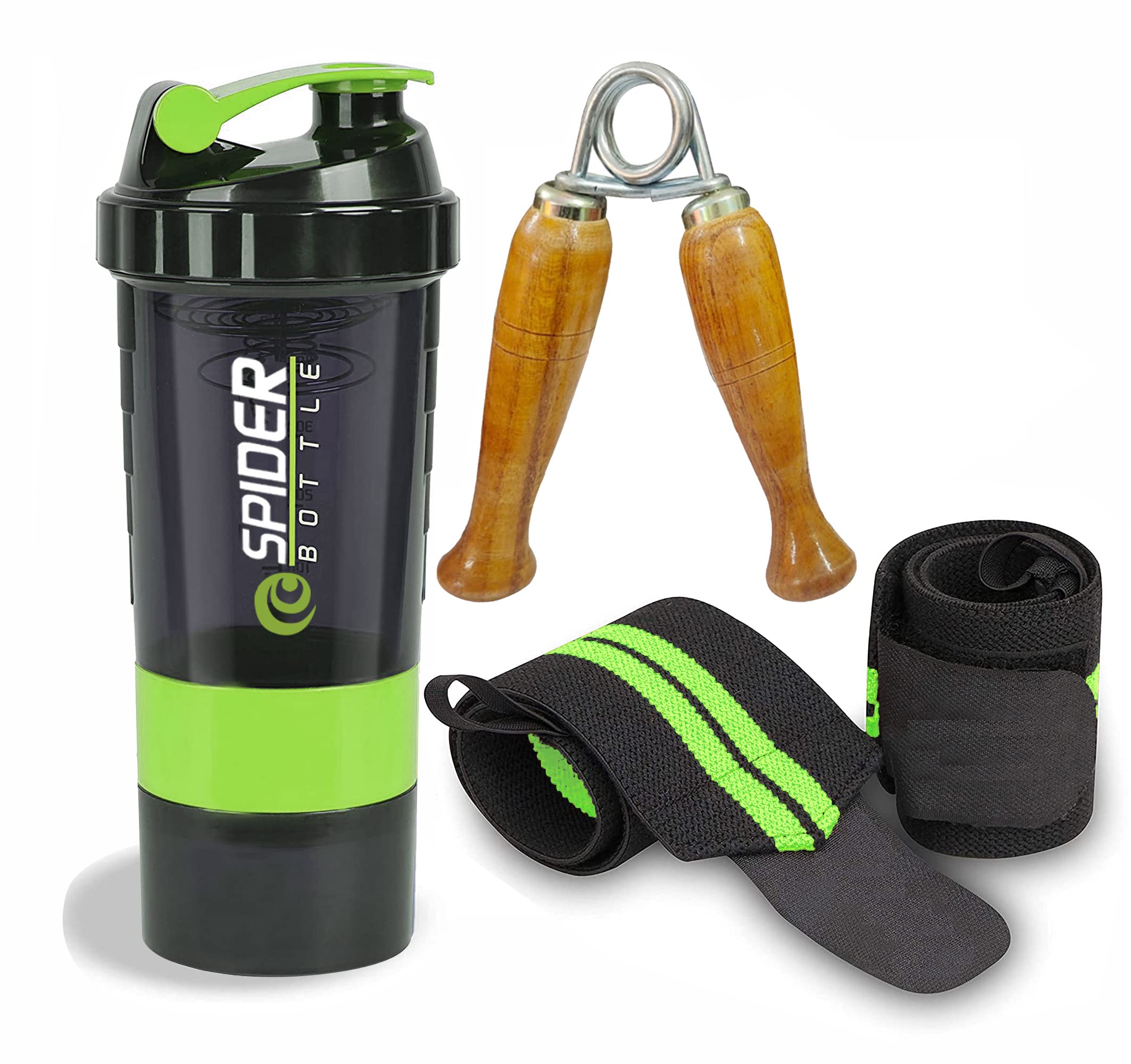 COOL INDIANS Amazing Quality Gym Shaker, Wrist Band and Wooden Grippper for Gym&Fitness Kit|Gym Shaker|Workout Bottle|Gym Hand Band|Fitness Grip|Gym Workout Grip| Wrist&Forearm for Men Women (Green)-picture-45