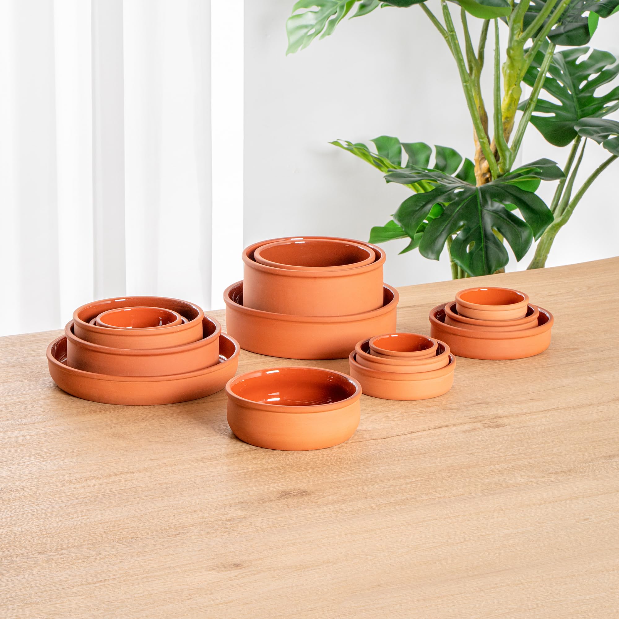 Restaurantware -Terra Tek - Cazuelas in terracotta, 10 pentole in terracotta smaltata marrone per cucinare, pronte per il forno, microonde, pentole da portata in terracotta, lavabili in lavastoviglie,