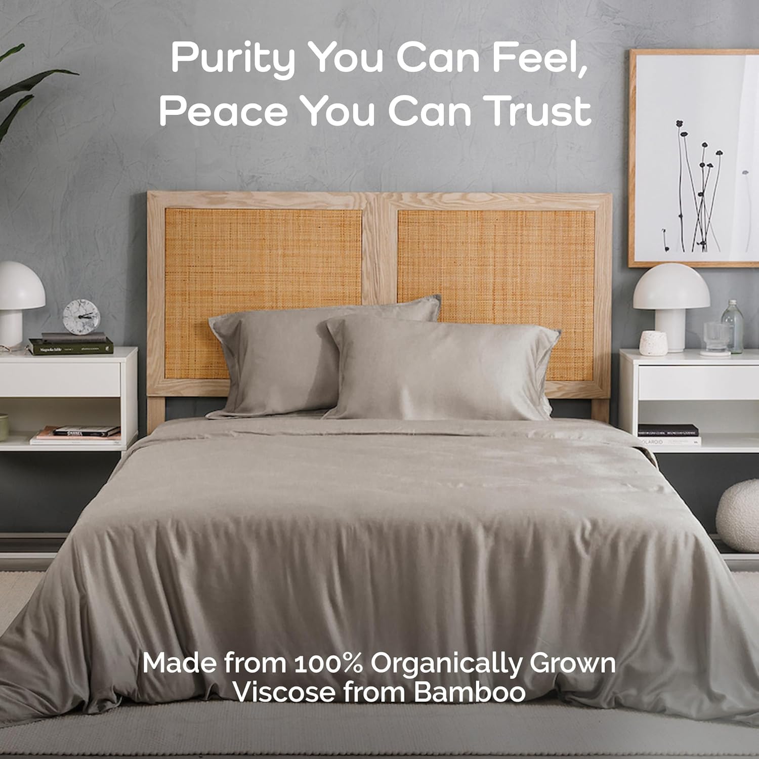 Duvet Cover Set - 100% Viscose Derived from Bamboo Duvet Cover Queen Size, 3 PC Luxury Cooling Duvet Cover for Hot Sleepers, Silky Buttery Soft Comforter Cover & 2 PC Queen Pillowcases, Sand