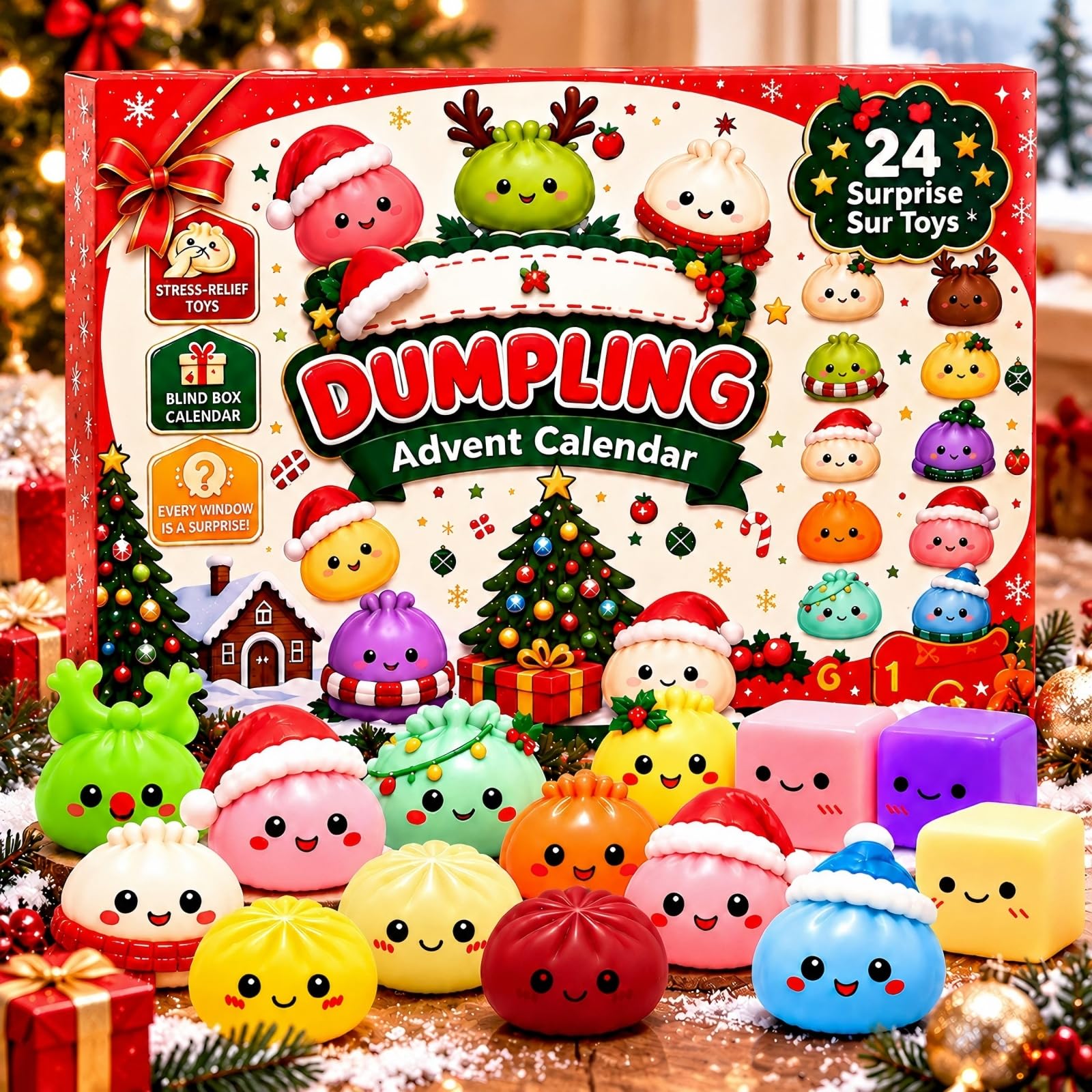 Christmas Squishy Advent Calendar 2026, 24 Mini Squishies, Countdown Gifts