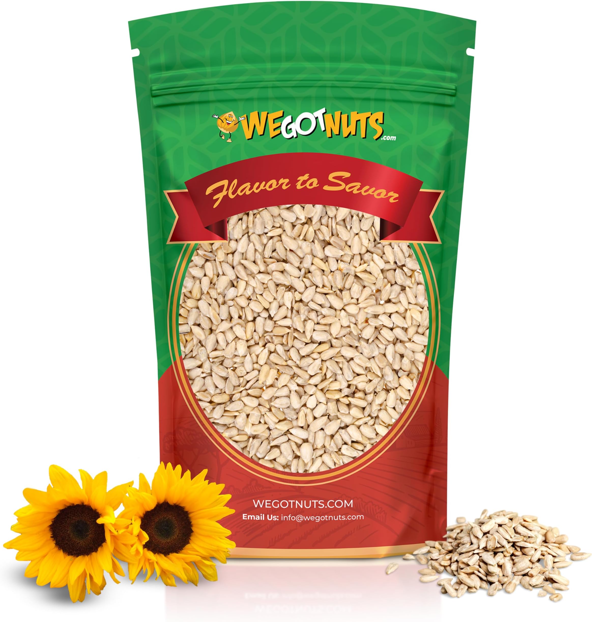 Raw Sunflower Seed Kernels by We Got Nuts - Premium Quality Kosher Shelled Sunflower Seeds - Natural & Healthy Fitness & Diet-Friendly Snack- Raw, Shelled & Unsalted- Air-Tight Resalable Bag- 5 lbs