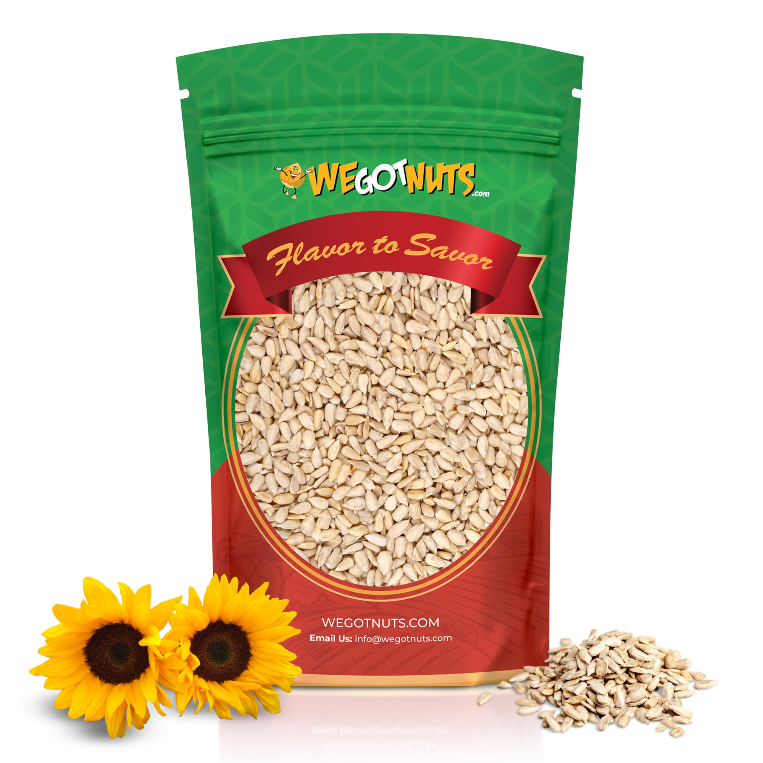 Raw Sunflower Seed Kernels by We Got Nuts - Premium Quality Kosher Shelled Sunflower Seeds - Natural & Healthy Fitness & Diet-Friendly Snack- Raw, Shelled & Unsalted- Air-Tight Resalable Bag- 5 lbs