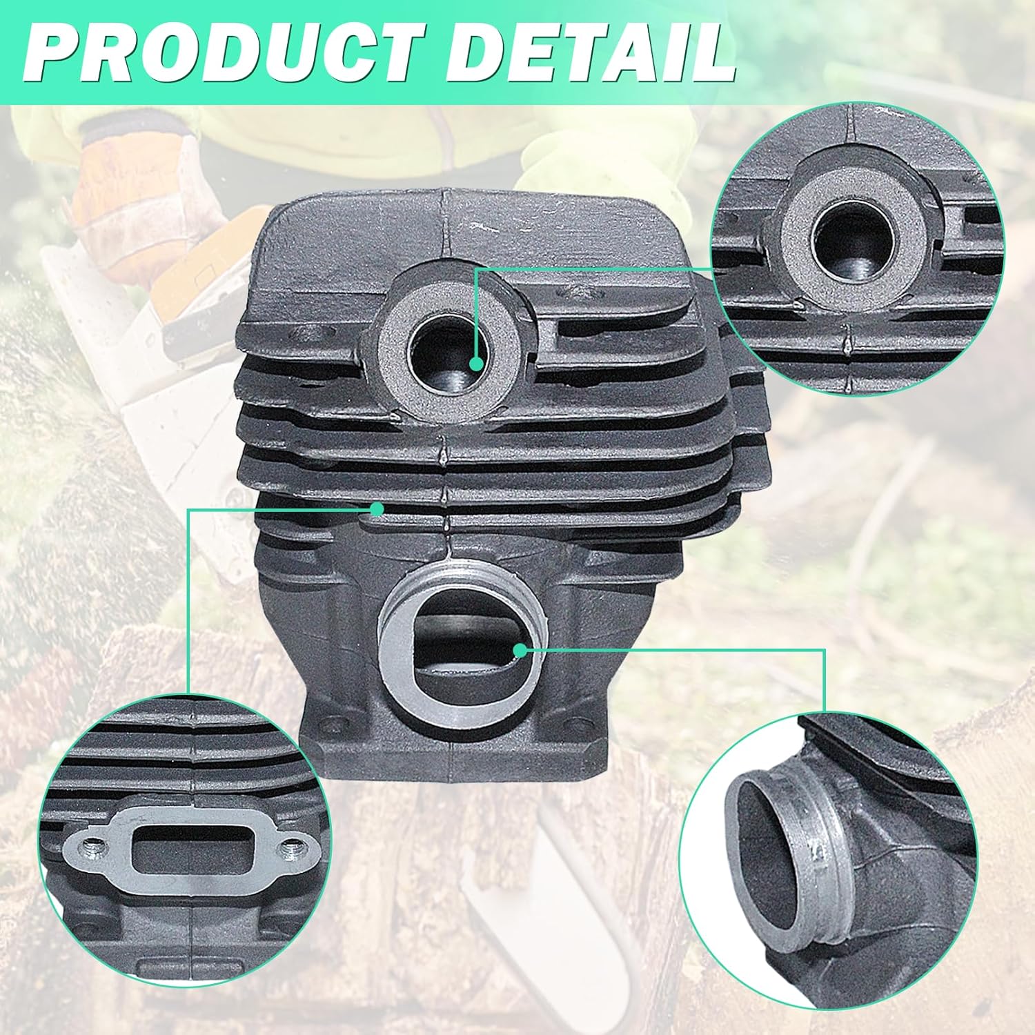 Adefol Cylinder Piston Kit for Stihl 026 MS260 Series Chainsaw, Nikasil 44.7mm Cylinder Kit + Piston + Gaskets + Oil Seals + Spark Plug + Decompression Valve Spare Parts Replace 1121 020 1217