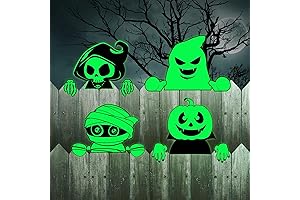 4 Pieces Halloween Luminous Fence Peeker Decoration