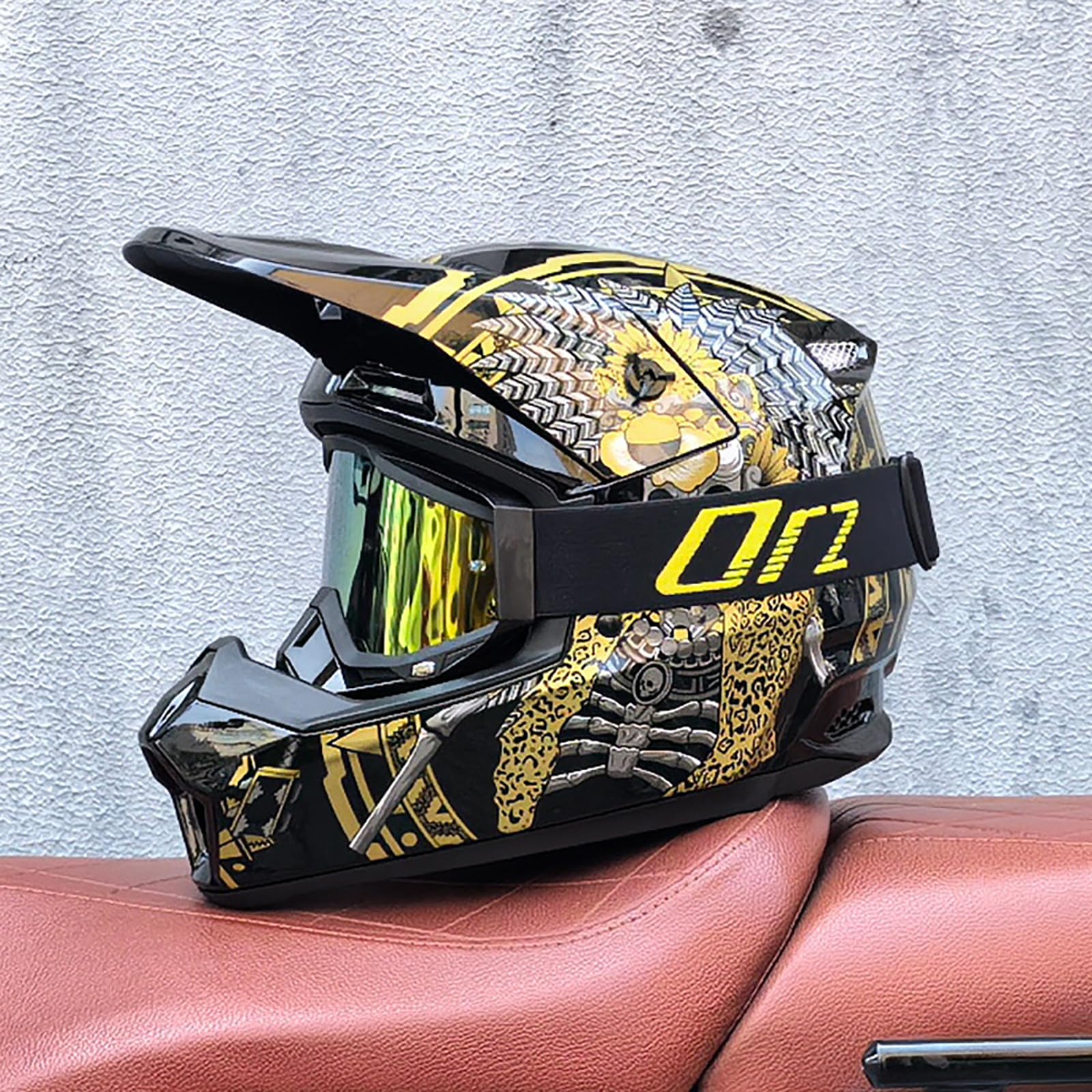 Casco Integrale Motocross Per Adulti E Ragazzi - Con Occhiali, Interno Removibile, Per Fuoristrada E Trail