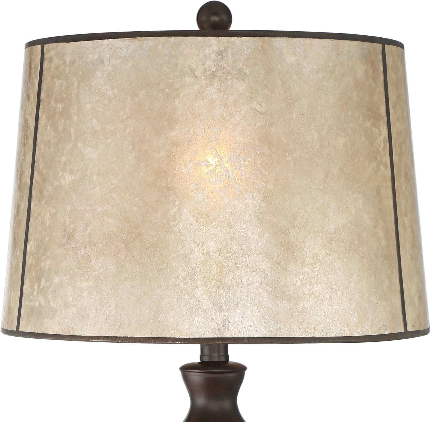 Franklin Iron Works Kelly 25 1/2" High Farmhouse Rustic Country Cottage 3-Way Table Lamp USB Cord Dimmer Brown Finish Single Mica Shade Living Room Charging Bedroom Bedside Nightstand (Colors May