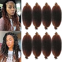 Vista 12 de Cabello para Trenzas Marley Twist de 16 Pulgadas, 8 Paquetes de Cabello Afro Twist Elástico, Cabello Spring Twist Pre-esponjado, Cabello Rizado
