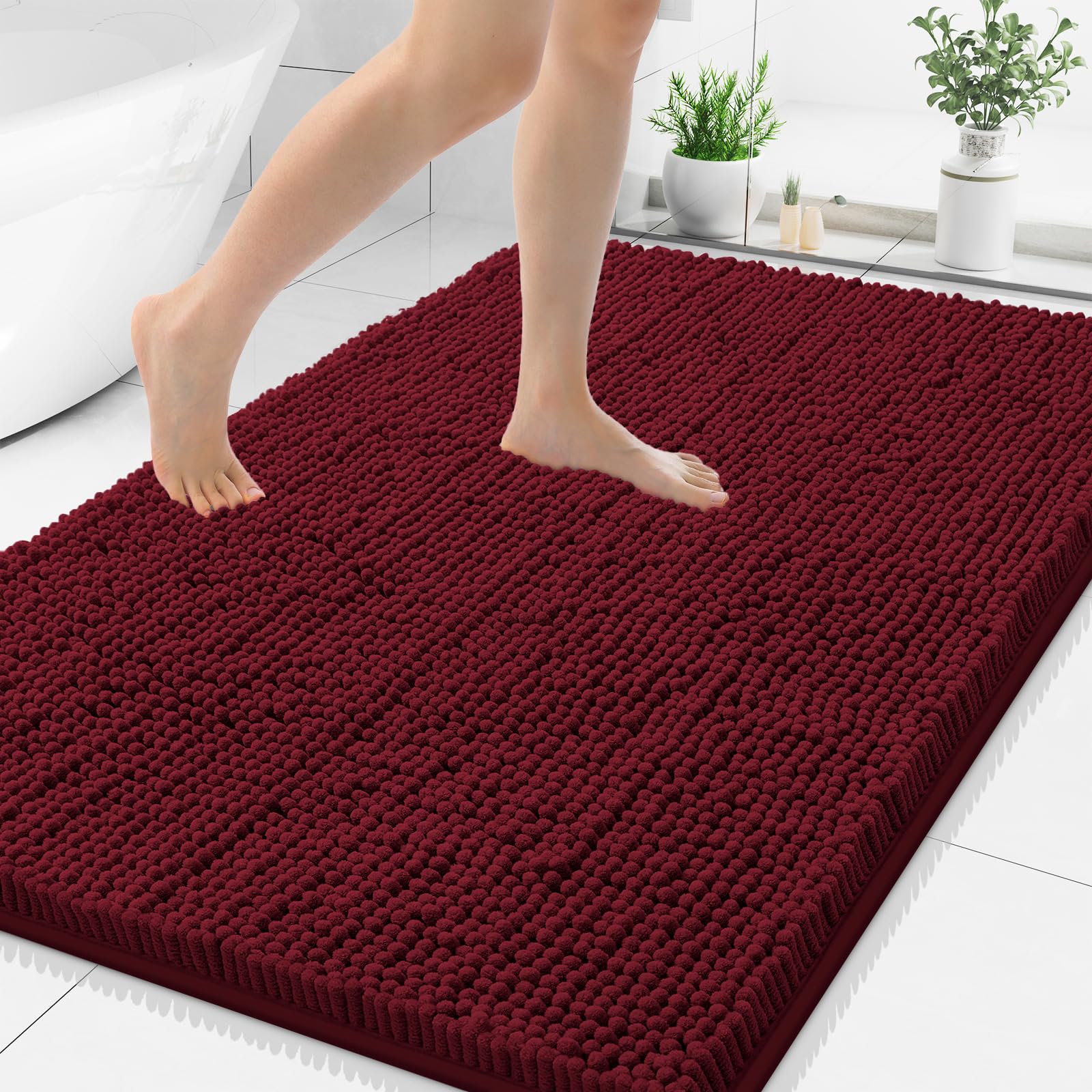 Smiry Bathroom Rugs 48X32, Luxury Chenille Extra Soft Absorbent Bath Mat