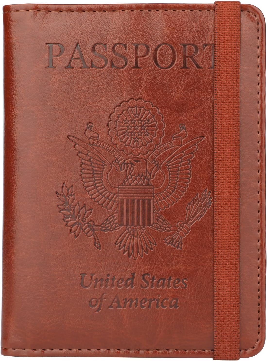 GDTK RFID Blocking Leather Passport Holder Cover Case Travel Wallet Elastic Strap