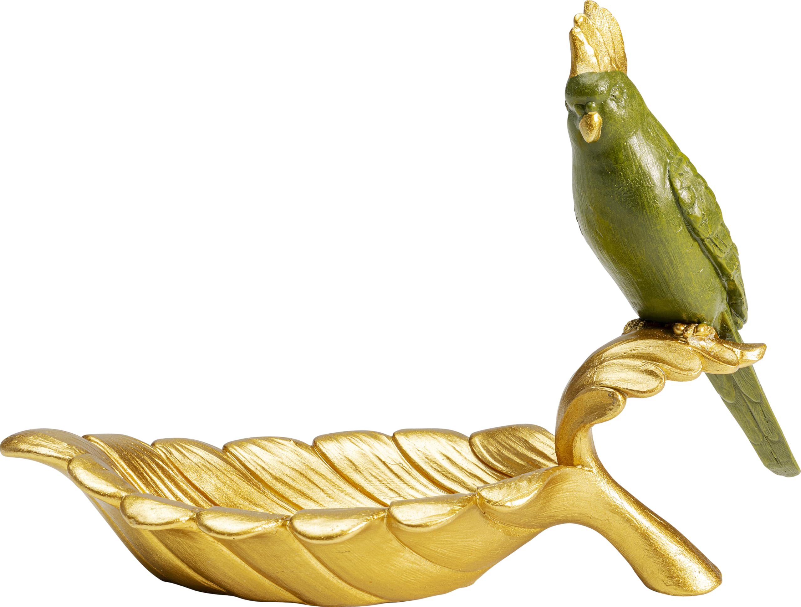 Kare Design Deco Bowl Parrot Guard, Green/Gold, Tropical, Animal Motif, Gift Idea, Decorative Home Accessories, Room Decor for Living Room, Bedroom, 14 x 21 x 10 cm (H/W/D)
